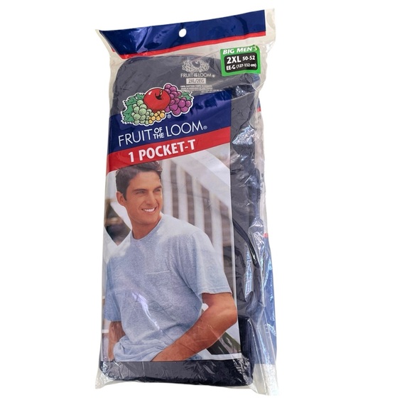 NEW VTG 2002 Fruit of the Loom Navy Blue 1 Pocket-T Short Sleeve Mens Size 2XL - Picture 1 of 7